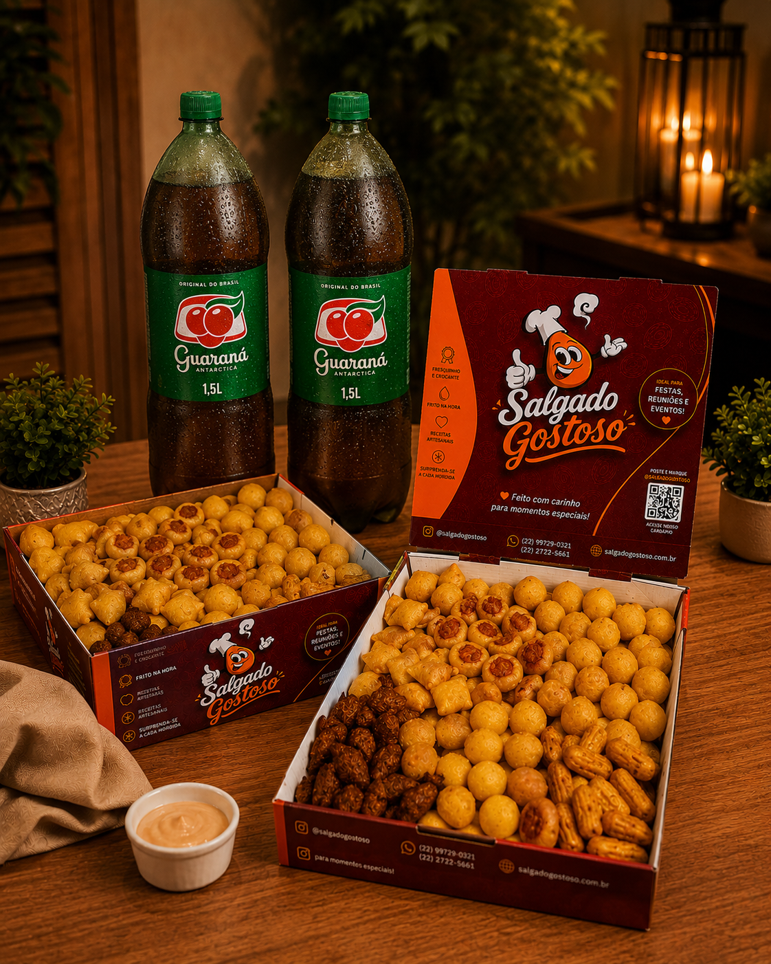 Combo Super Festa - 200 Salgados Sortidos + 2 Guaraná 1,5l