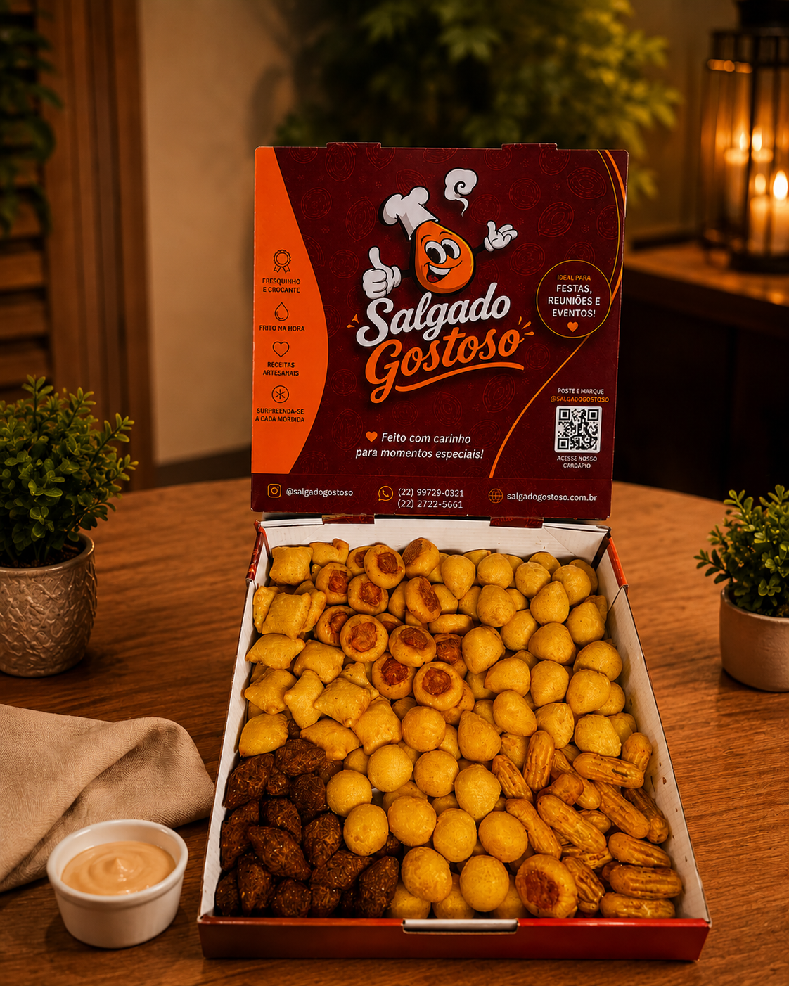 100 Salgados Fritos — prontos pra comer