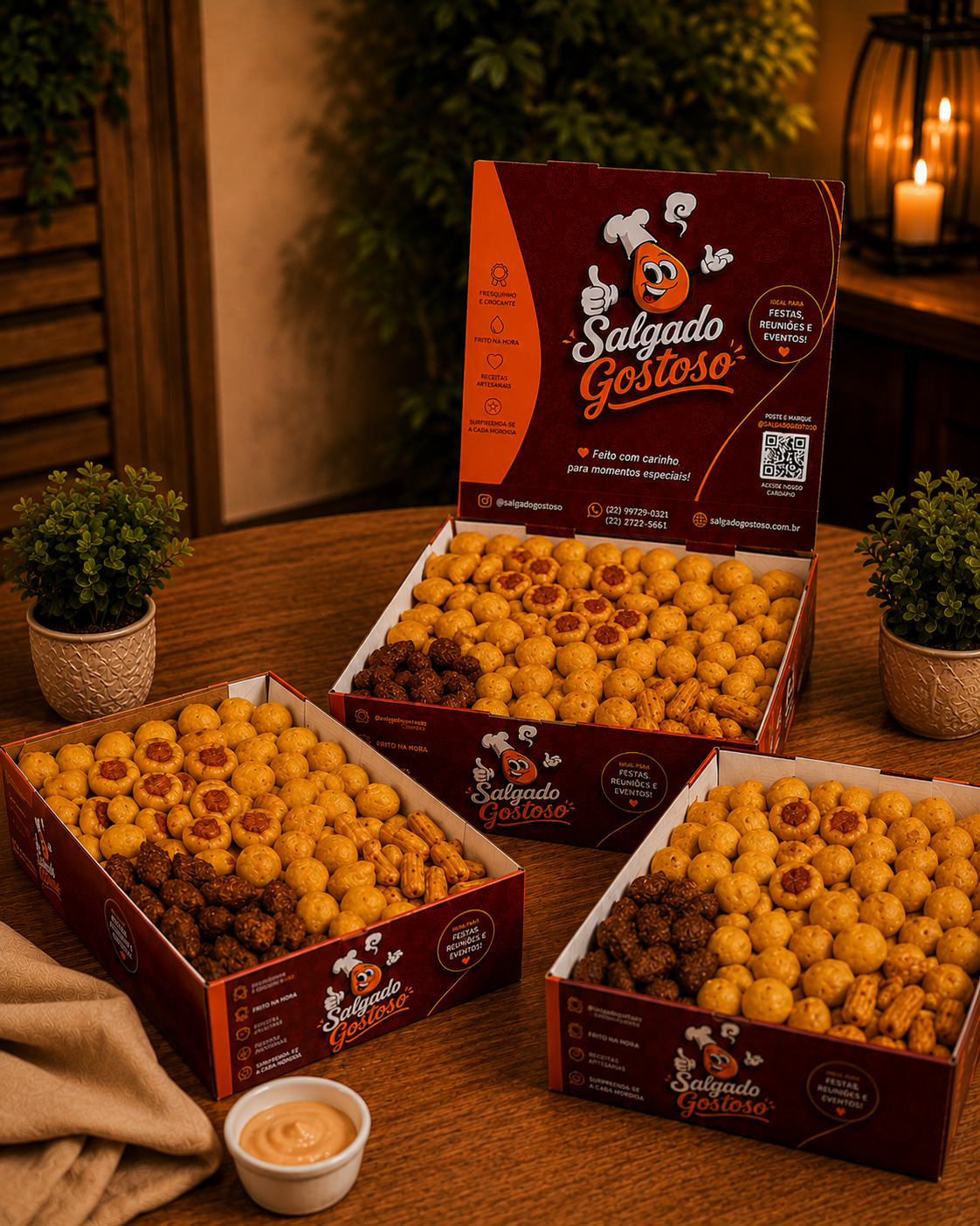 300 Salgados Fritos — prontos pra comer